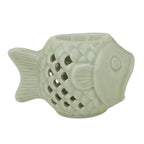 Handcrafted Ceramic Clay Oil Warmer Green Fish from Thailand 'Hello Fish'
