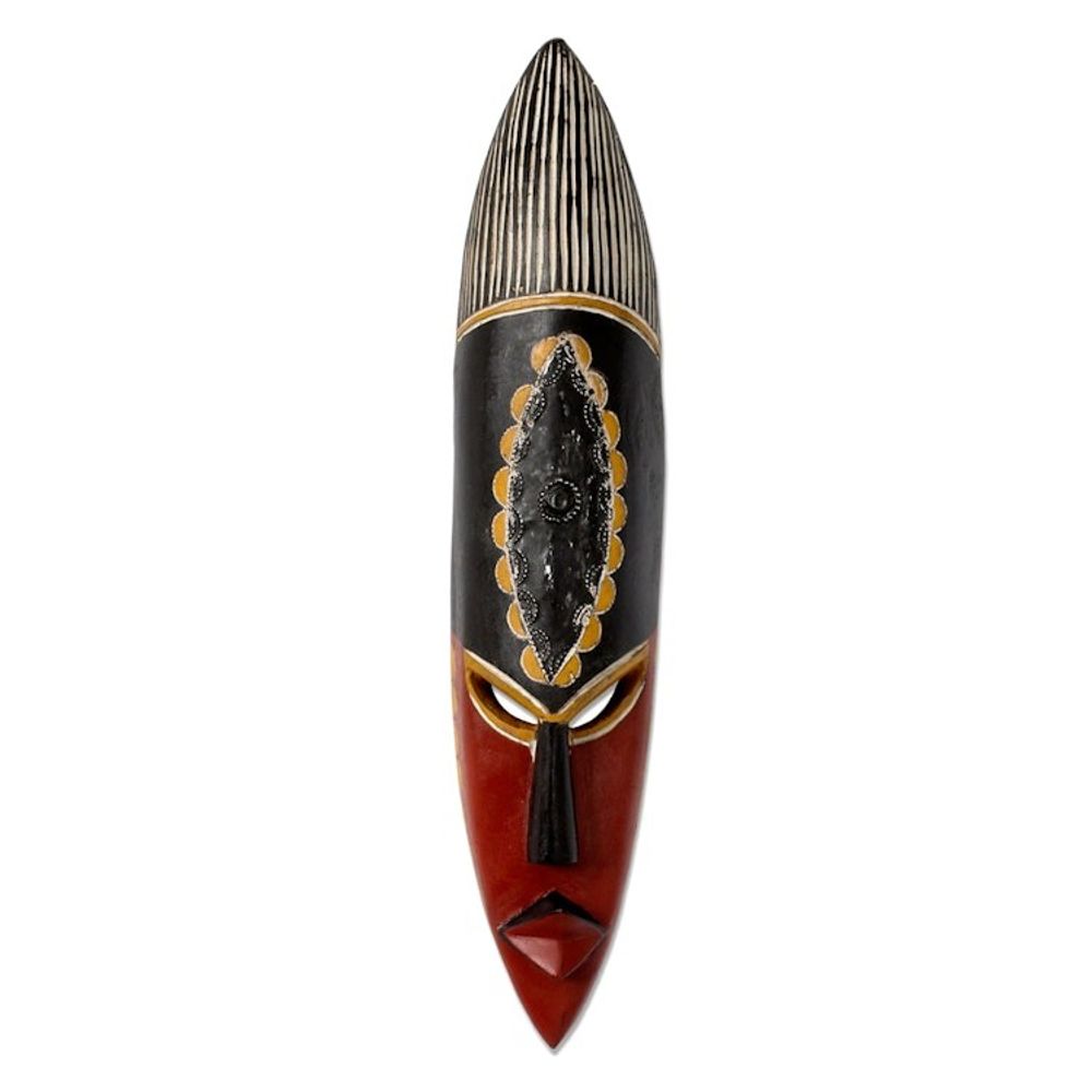 Hand Carved African Wood Mask 'Show Your Strength'