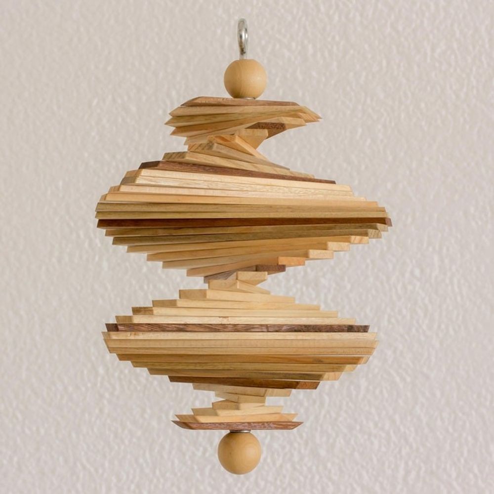 Handcrafted Wood Mobile with Adjustable Shapes 'Tranquil Moments'