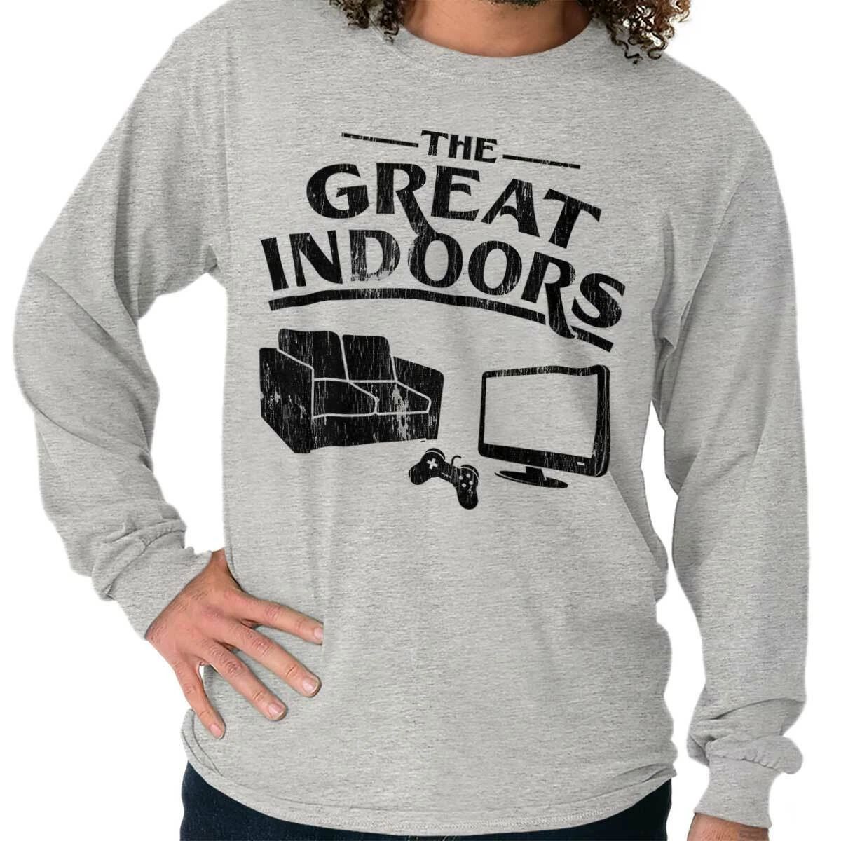 Funny Video Game The Great Indoors Introvert Long Sleeve T Shirts Tees For Men Unisex T-shirt, Sweatshirt, Hoodie, Long Sleeve Tee