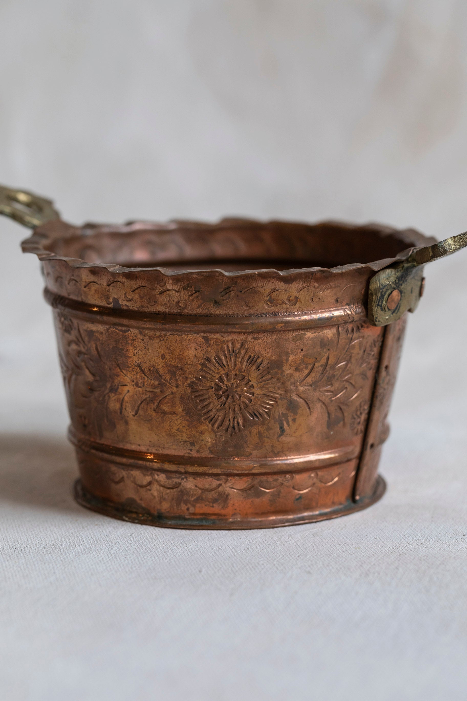 Vintage Stamped Copper Bucket