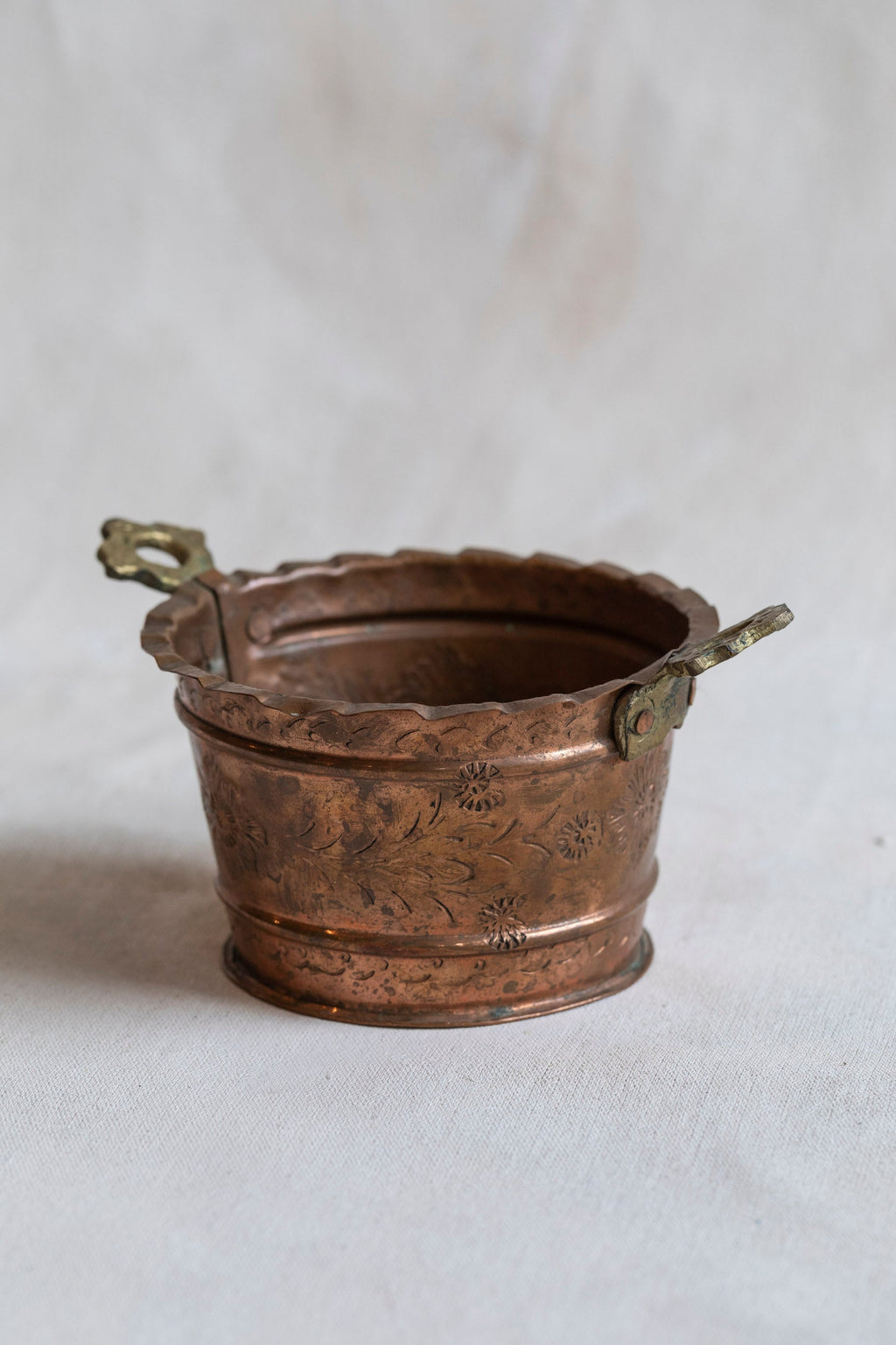 Vintage Stamped Copper Bucket
