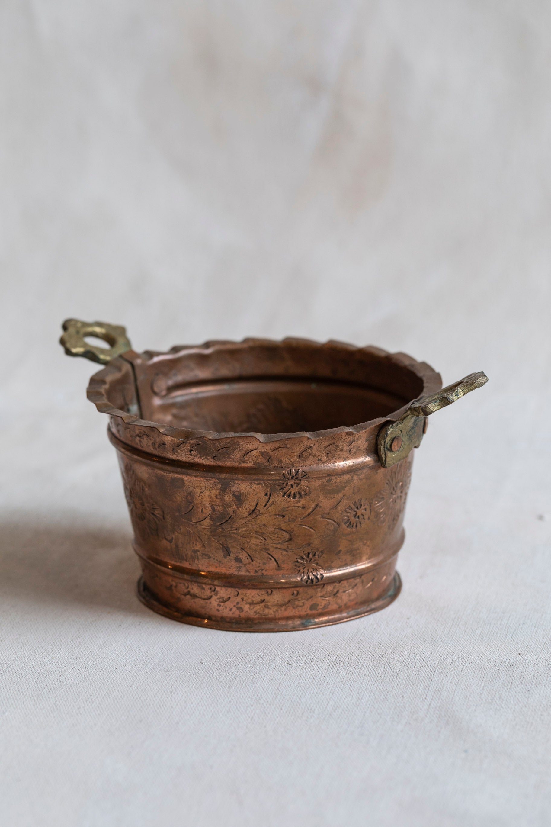 Vintage Stamped Copper Bucket